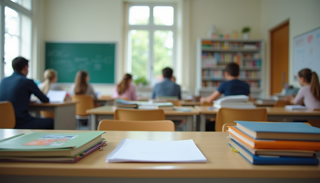Eye-level view of a classroom filled with educational resources