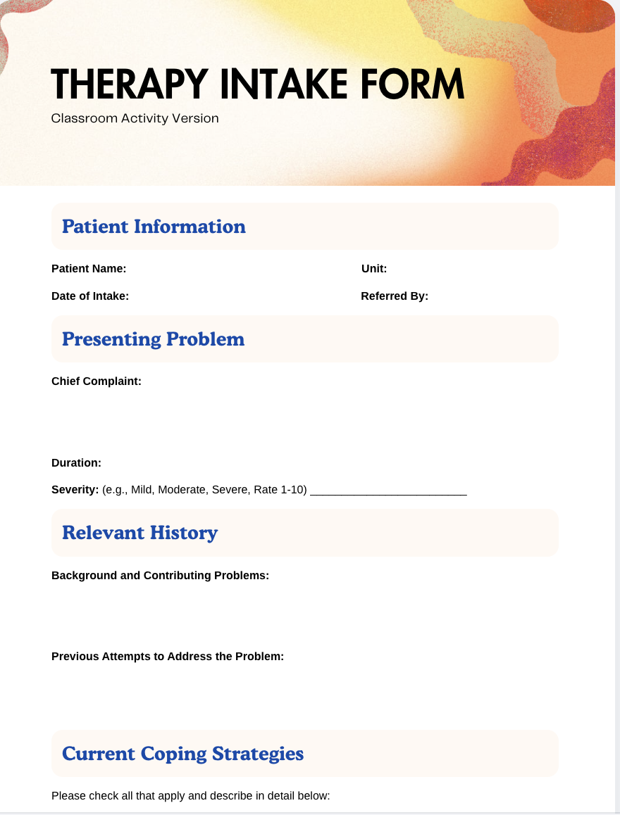 The Therapy Session Intake Form: What Your Students’ Favorite Subjects Really Need (Free Classroom Activity Template!)